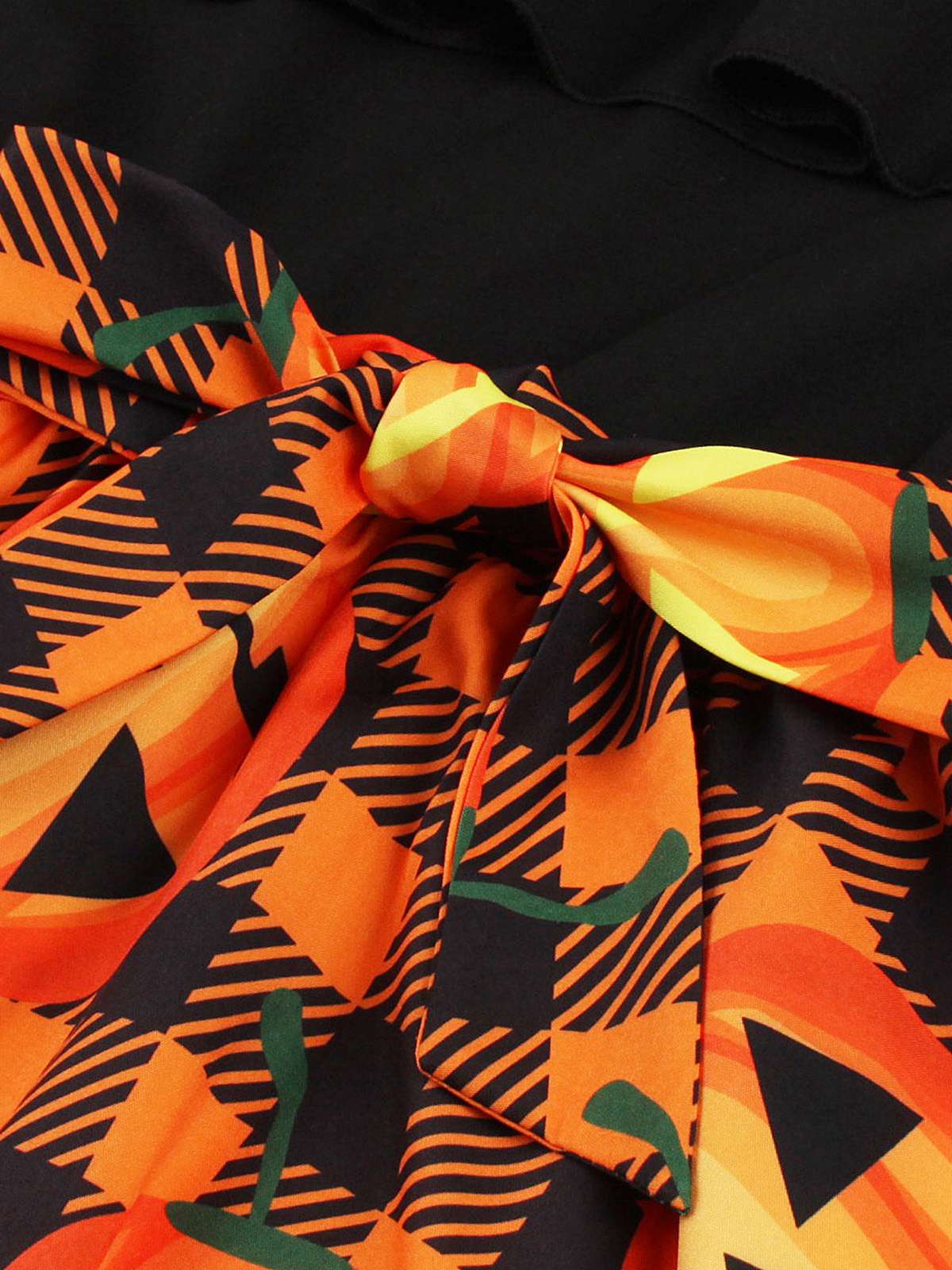 Halloween Pattern Wave Neck Patchwork Dress, 3 of 10