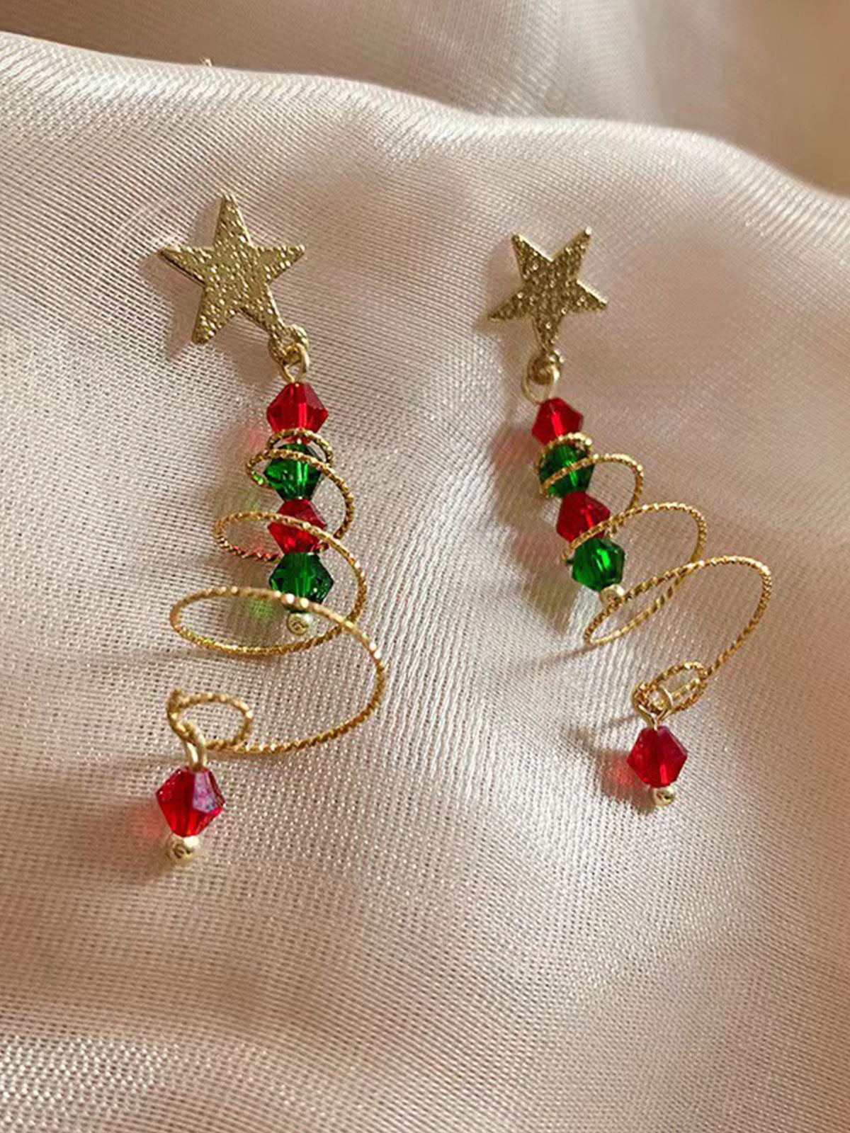 Colorful Christmas Star Crystal Earrings Wine Red, 2 of 3