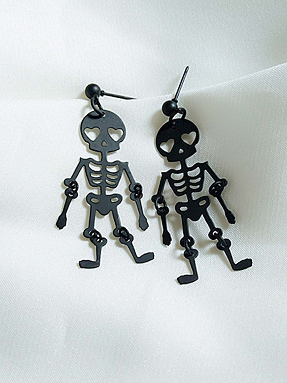 Black Halloween Skeleton Dangle Earrings , 1 of 3
