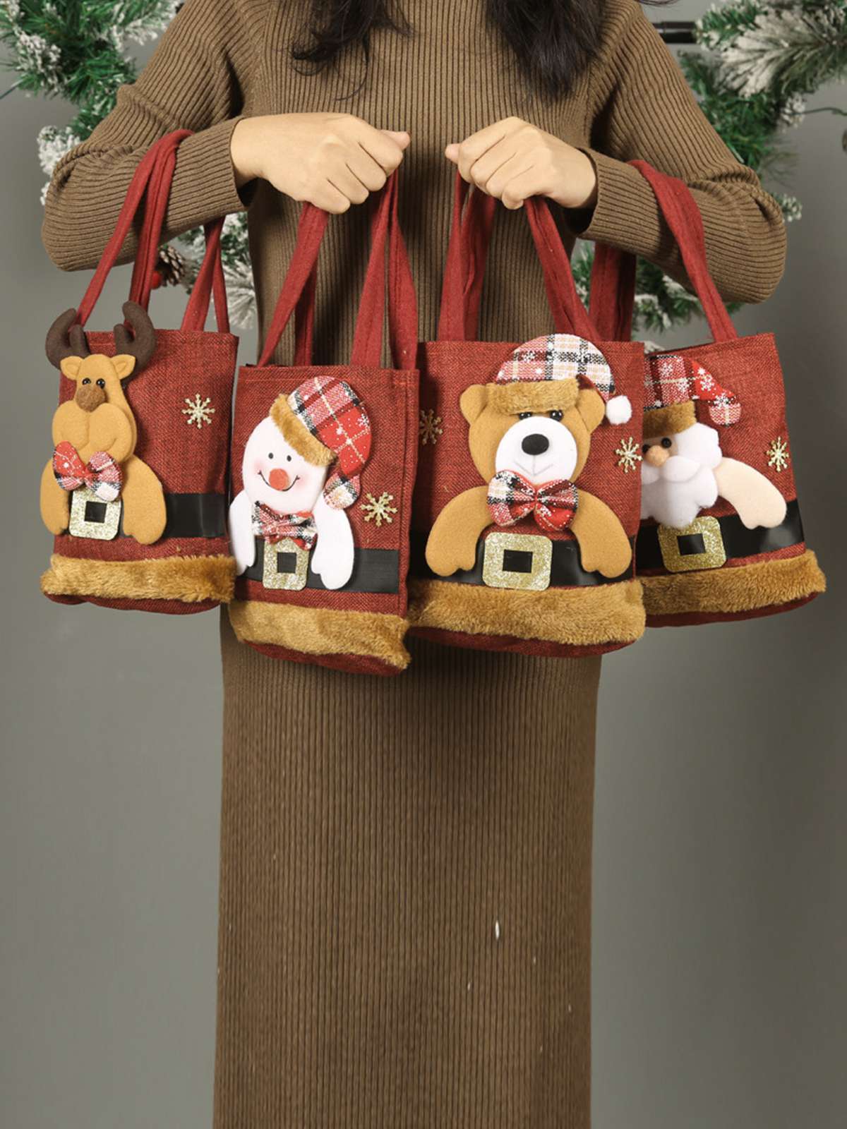 Red Christmas 3D Gift Candy Handbag Santa Claus, 7 of 14