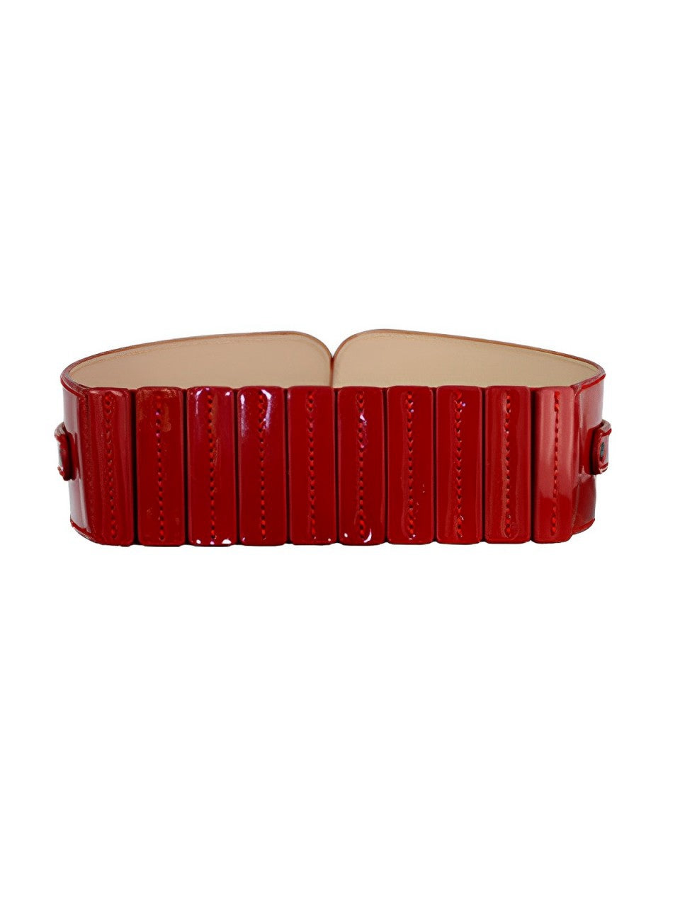 Patent Leather Buckle Vintage Wide Belt Red, 5 of 5