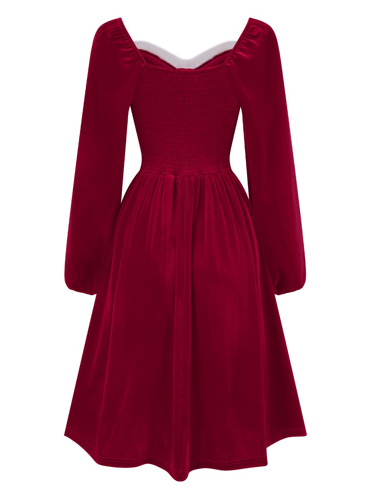 Wine Red Christmas Fur Collar Solid Dress, 3 of 4