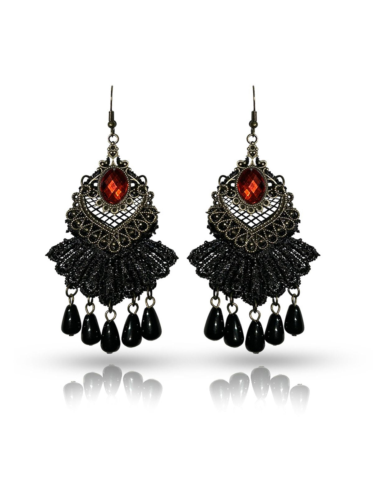 Halloween Vintage Ruby Beading Earrings, 1 of 3