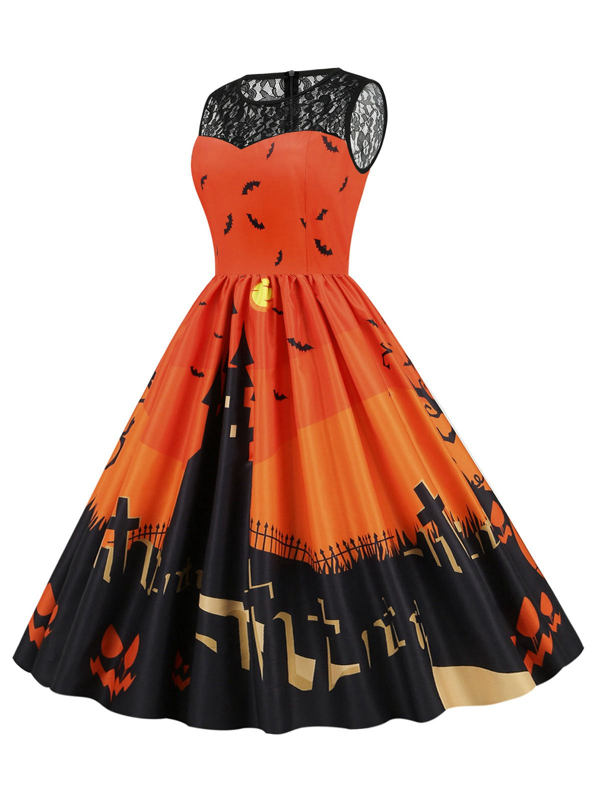 Halloween Lace Patchwork Sleeveless Dress , 2 of 6