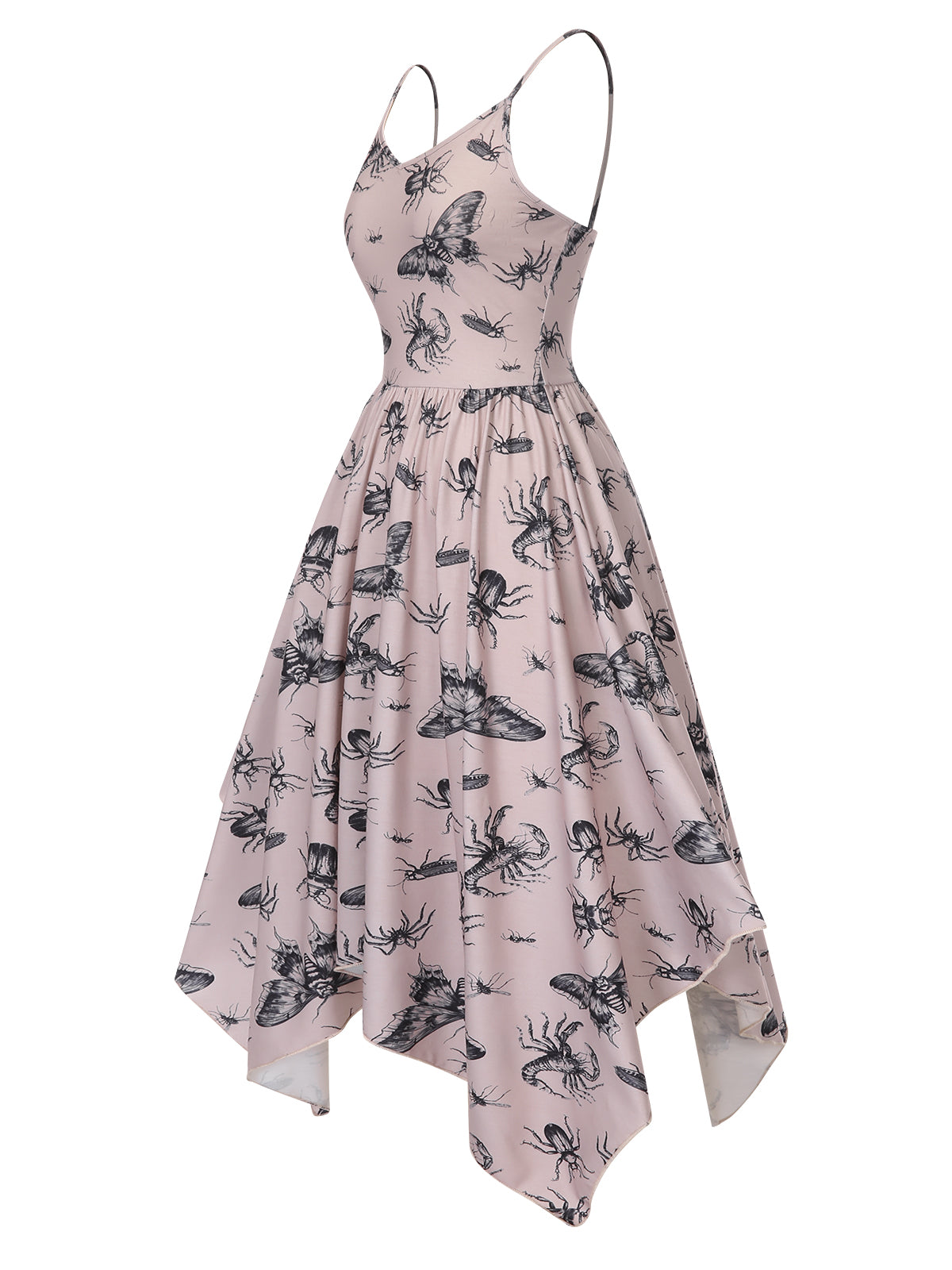 Beige 1970s Halloween Spider Irregular Dress Beige / S, 2 of 4