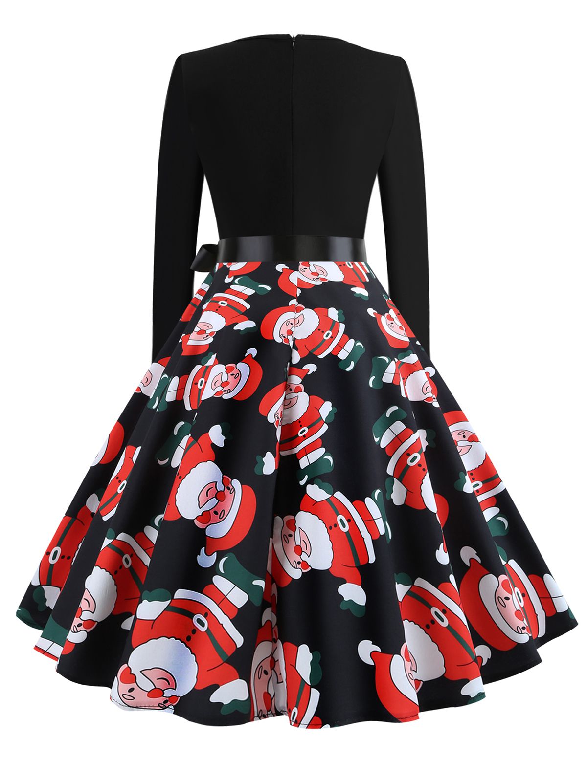 Christmas V-Neck Patchwork Swing Dress , 4 of 15