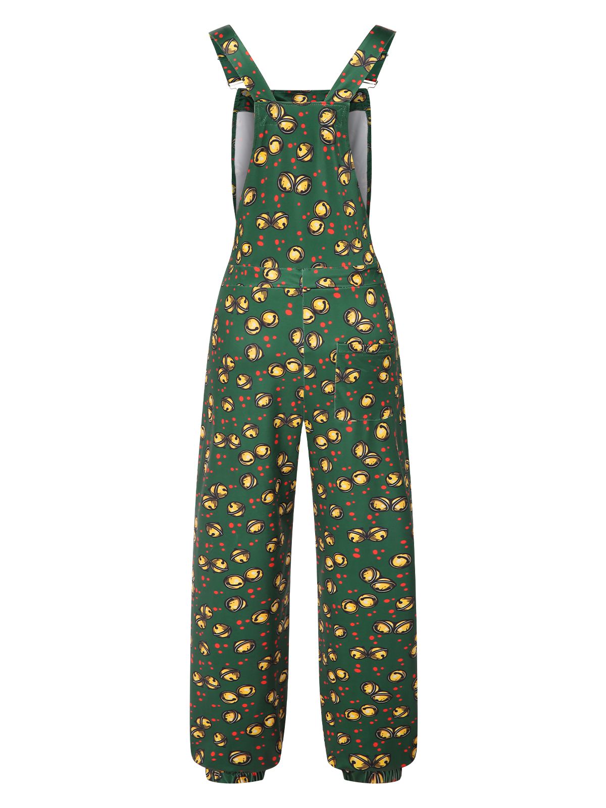 Dark Green 1930s Christmas Bells Multi-Pocket Jumpsuit , 3 of 4
