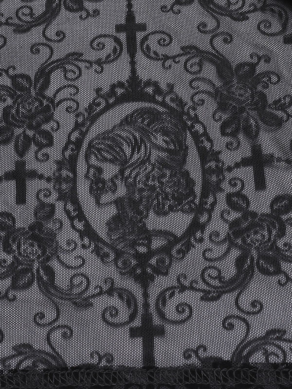 Black 1960s Halloween Lace Gothic Buckle Top Black / S, 6 of 6