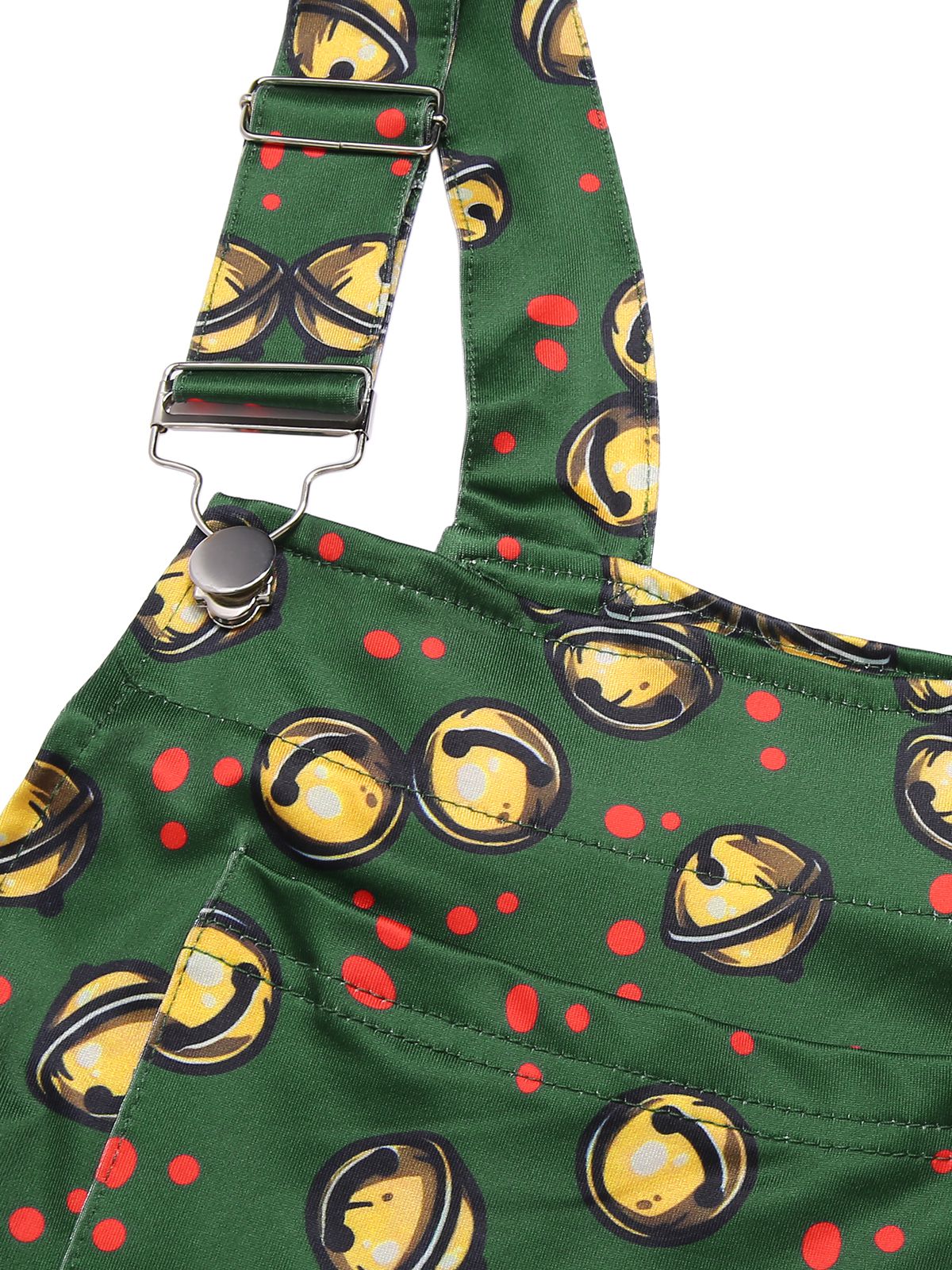 Dark Green 1930s Christmas Bells Multi-Pocket Jumpsuit , 4 of 4