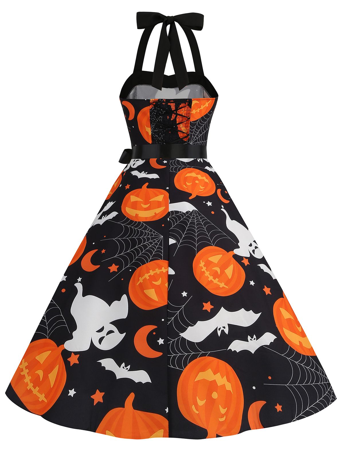Halloween Skull Halter Lace-Up Dress, 9 of 12