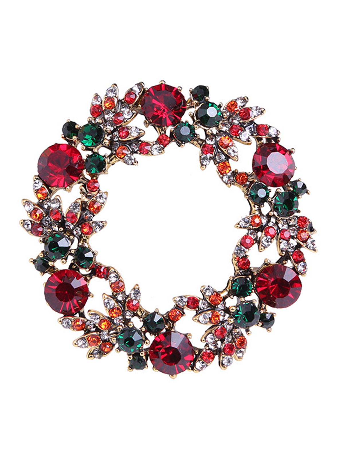Christmas Wreath Rhinestone Brooch, 1 of 1