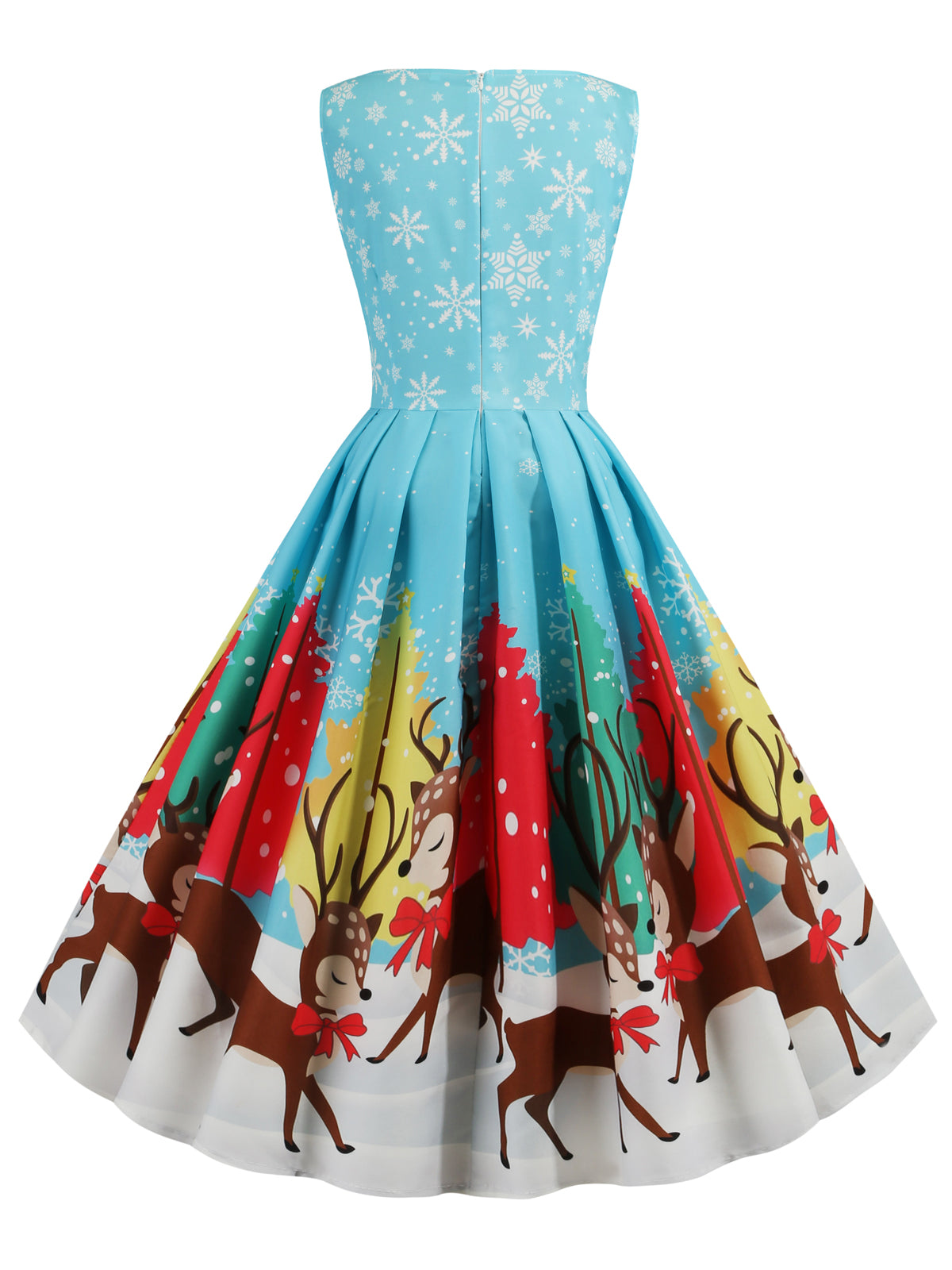 Blue  Christmas Deer Swing Dress , 4 of 8