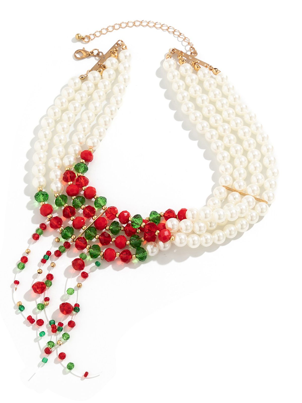 Christmas Multilayer Contrast Pearl Strand Necklace, 3 of 4