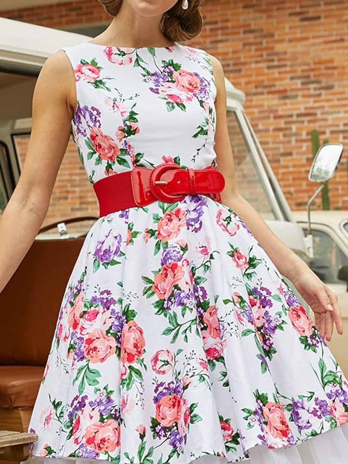 Patent Leather Elastic Buckle Vintage Belt Red, 5 of 9