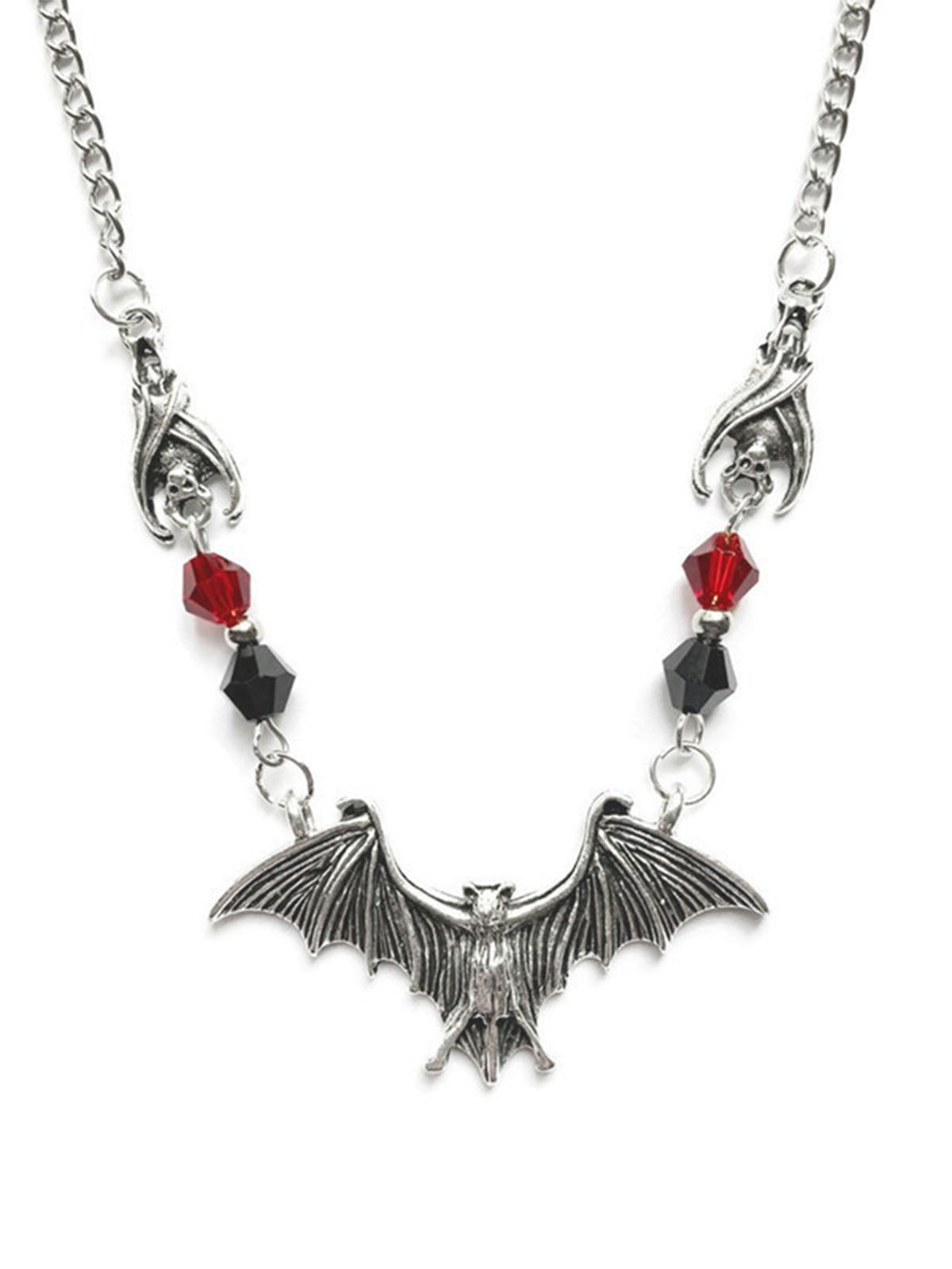 Halloween Gothic Bat Crystal Bead Necklace , 1 of 8