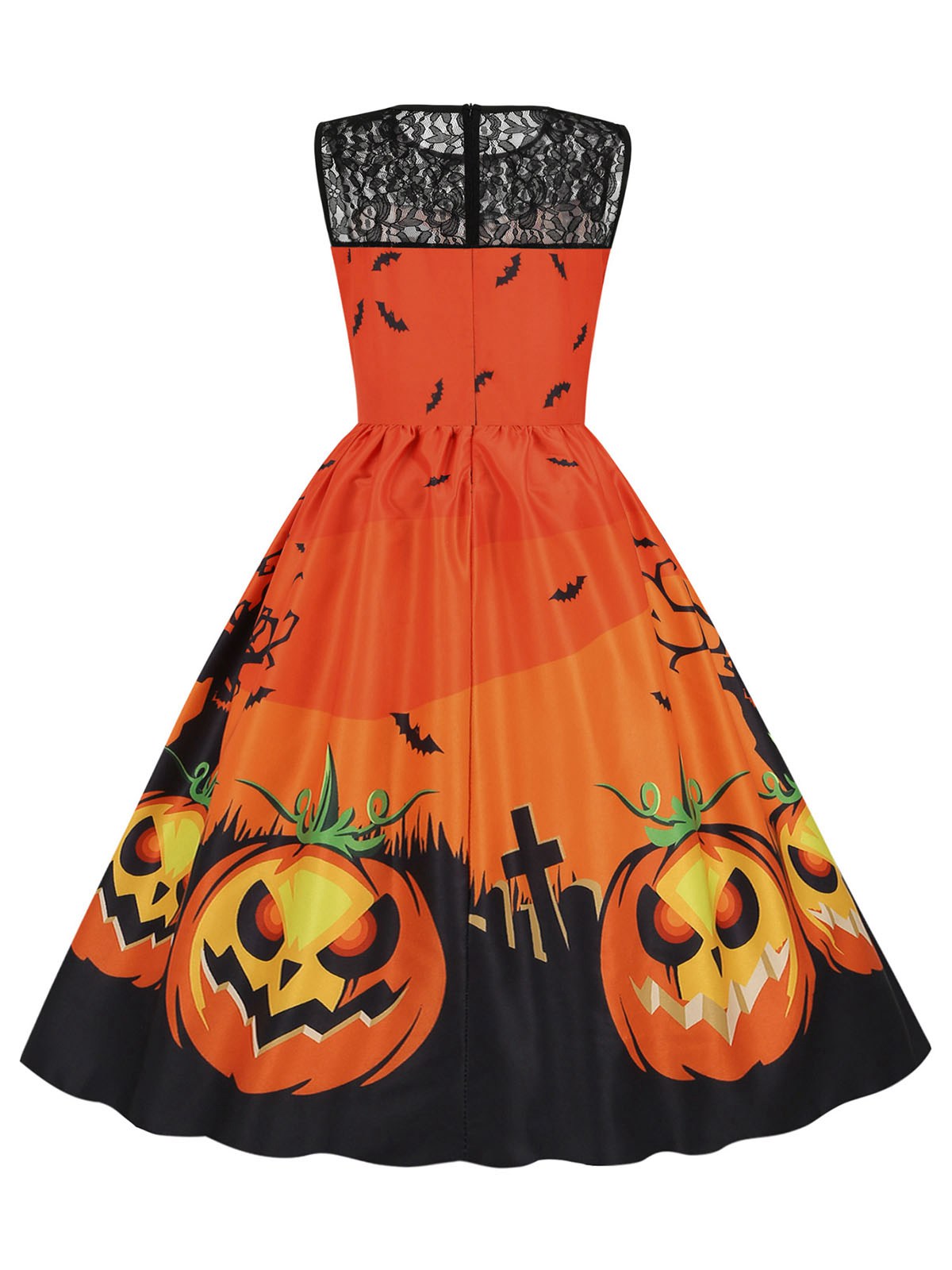 Halloween Lace Patchwork Sleeveless Dress , 3 of 6