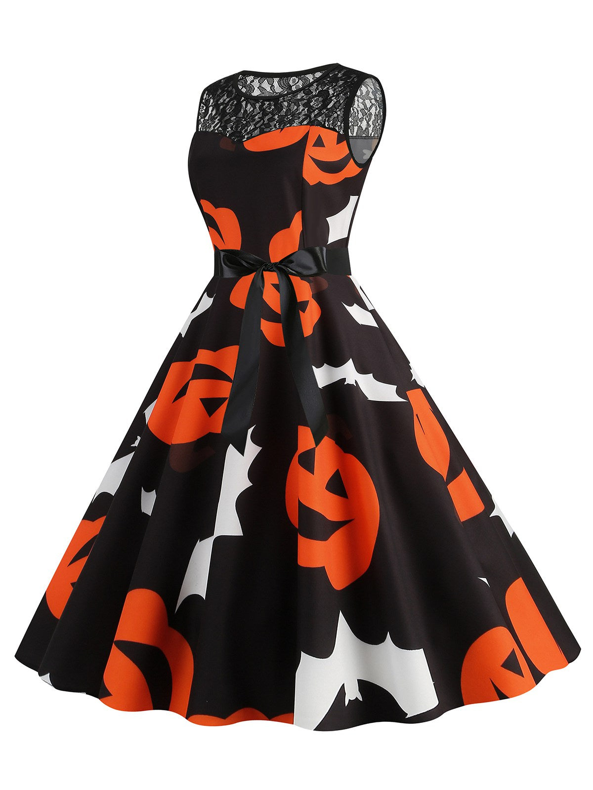 Halloween Lace Patchwork Sleeveless Dress , 2 of 16