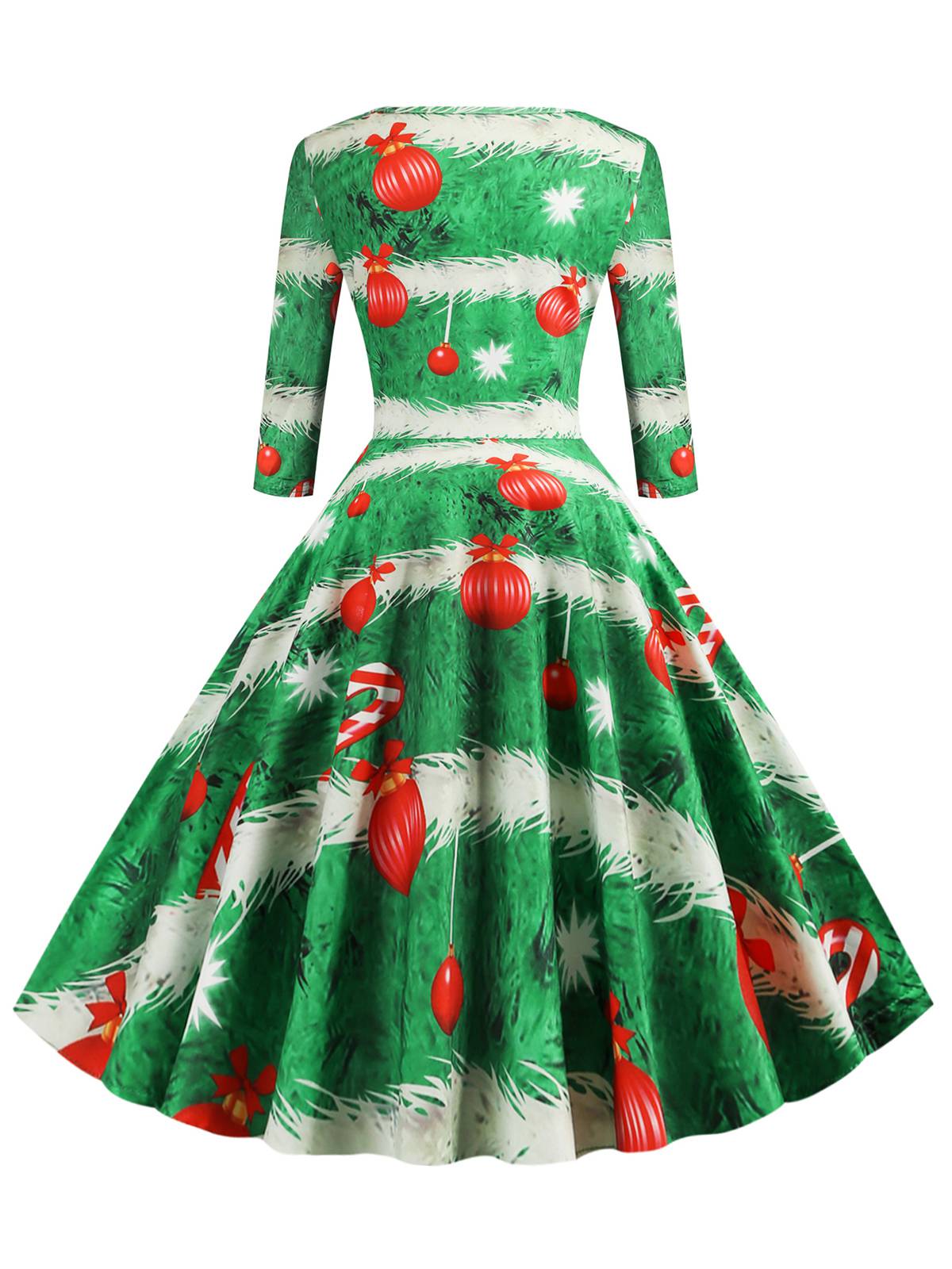 1950s Christmas Crew Neck Half Sleeve Dress, 3 of 6