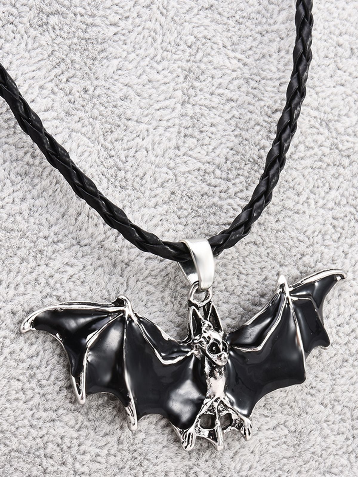 Black 1PC Halloween Bat Necklace , 4 of 4