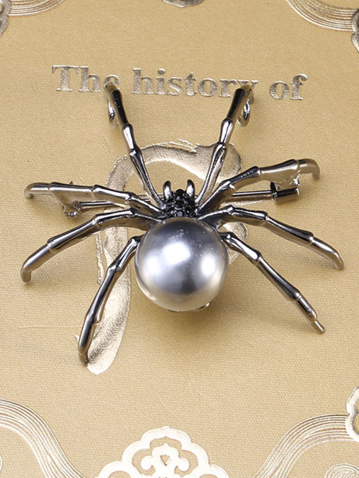 Halloween Silver Spider Pearl Brooch, 3 of 7