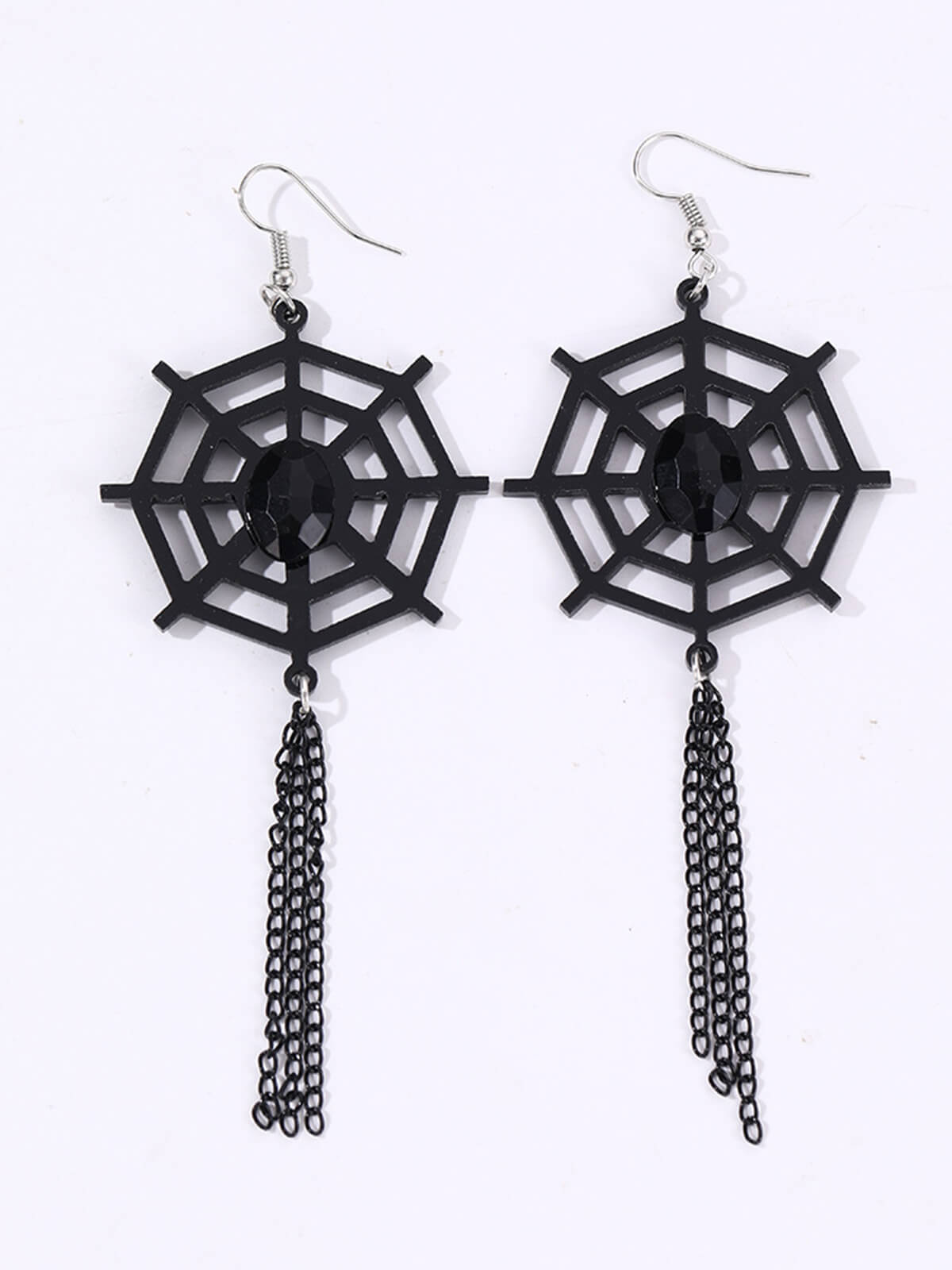 Vintage Black Spider Web Dangle Earrings, 1 of 5