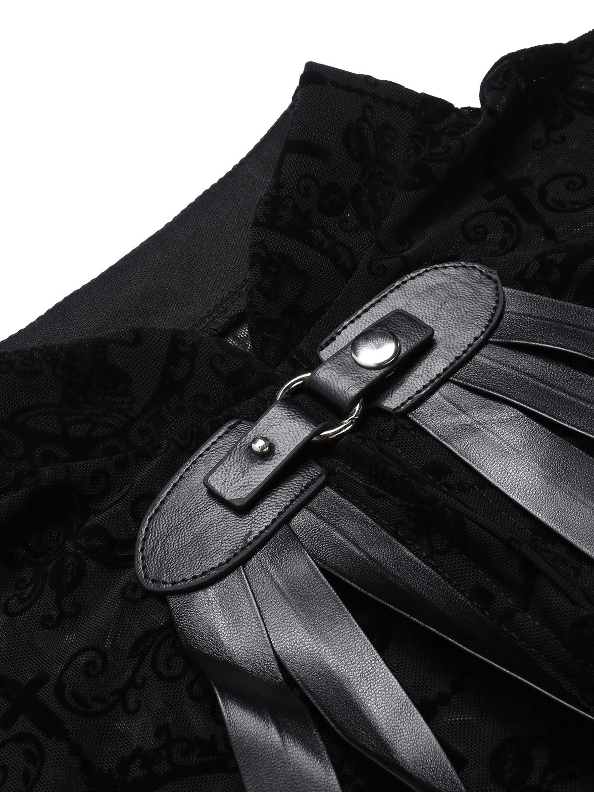 Black 1960s Halloween Lace Gothic Buckle Top Black / S, 5 of 6