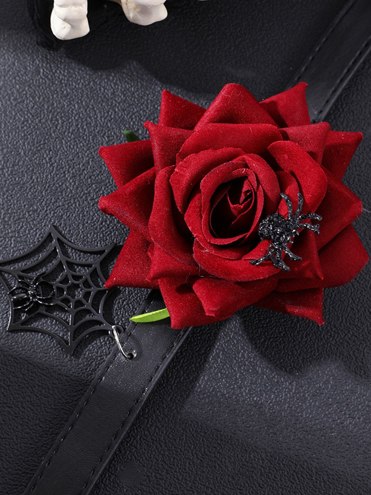 Gothic Spider Web & Rose Choker Collar Necklace, 2 of 5