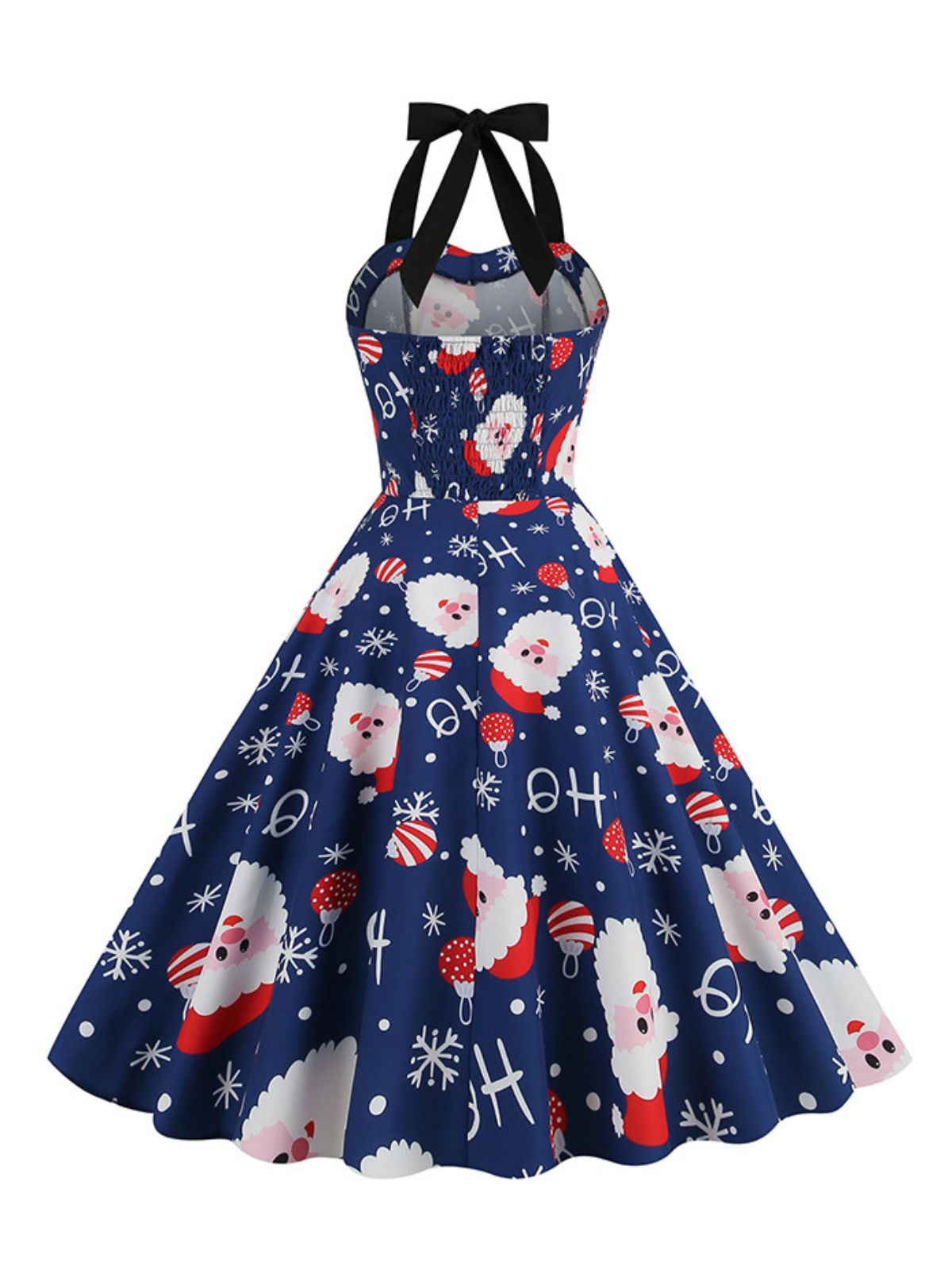 1950s Christmas Santa Claus Lace-Up Halter Dress Blue / S, 2 of 4