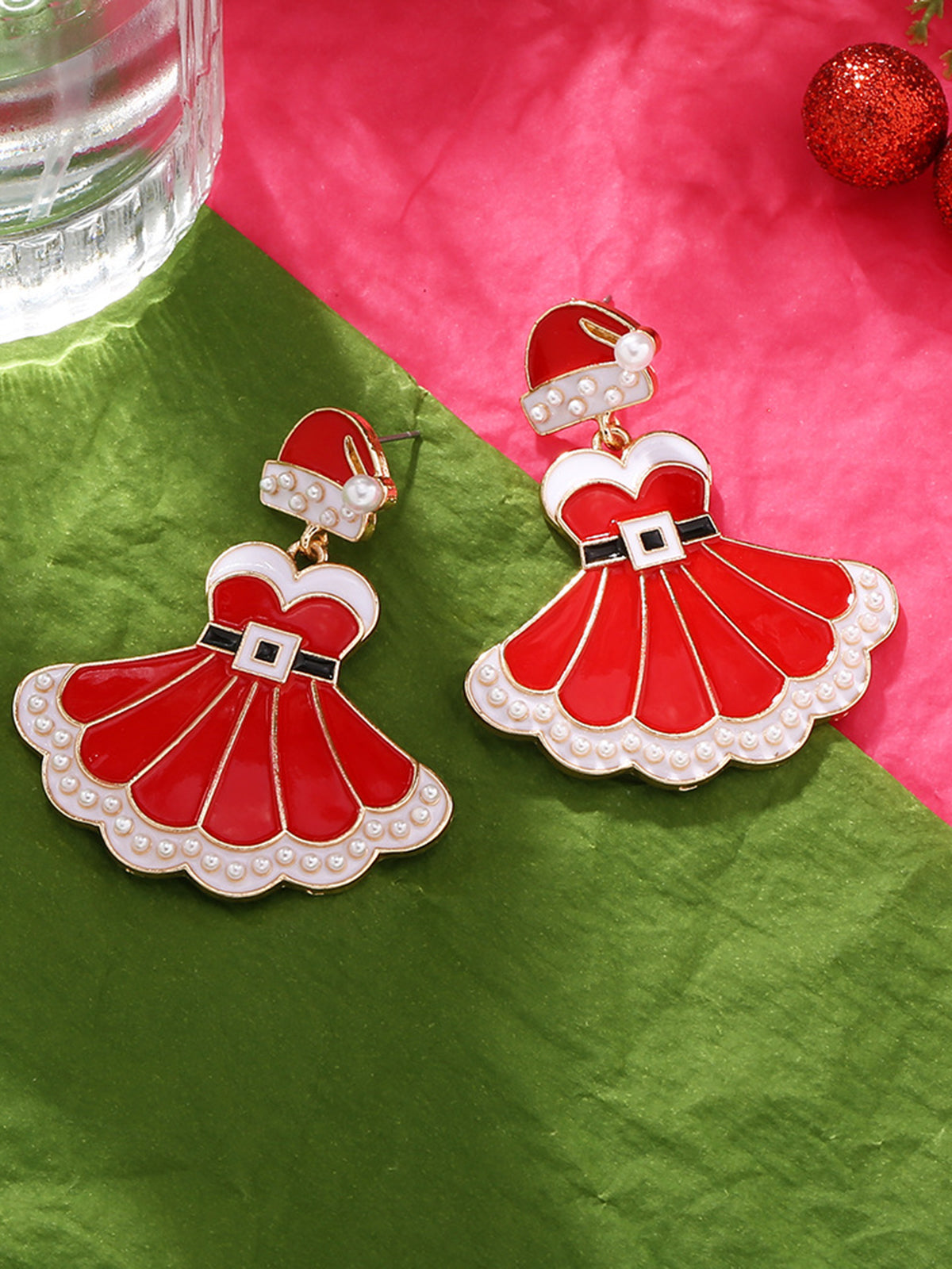 Christmas Dress And Santa Hat Earrings, 3 of 3