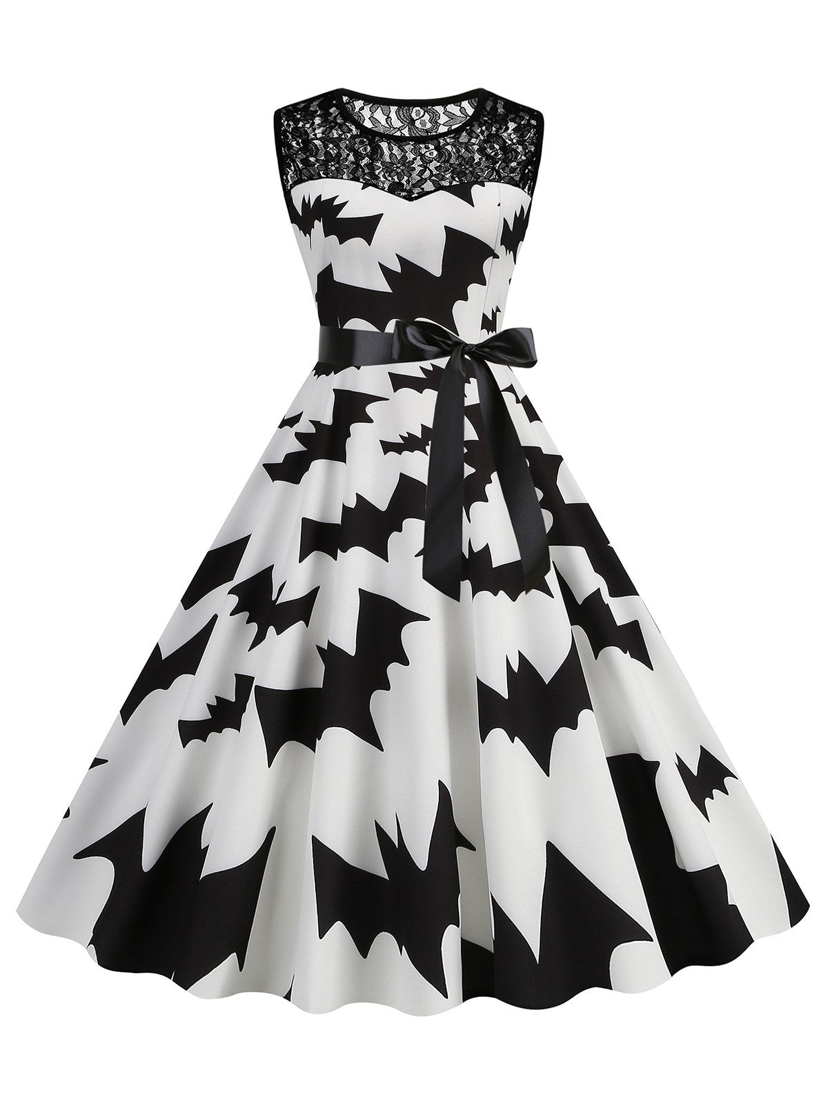 Halloween Lace Patchwork Sleeveless Dress , 5 of 16