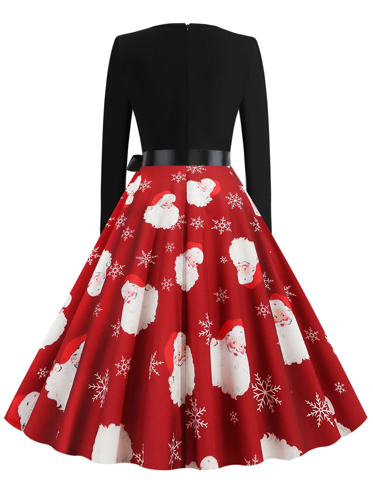 Christmas V-Neck Patchwork Swing Dress , 10 of 15