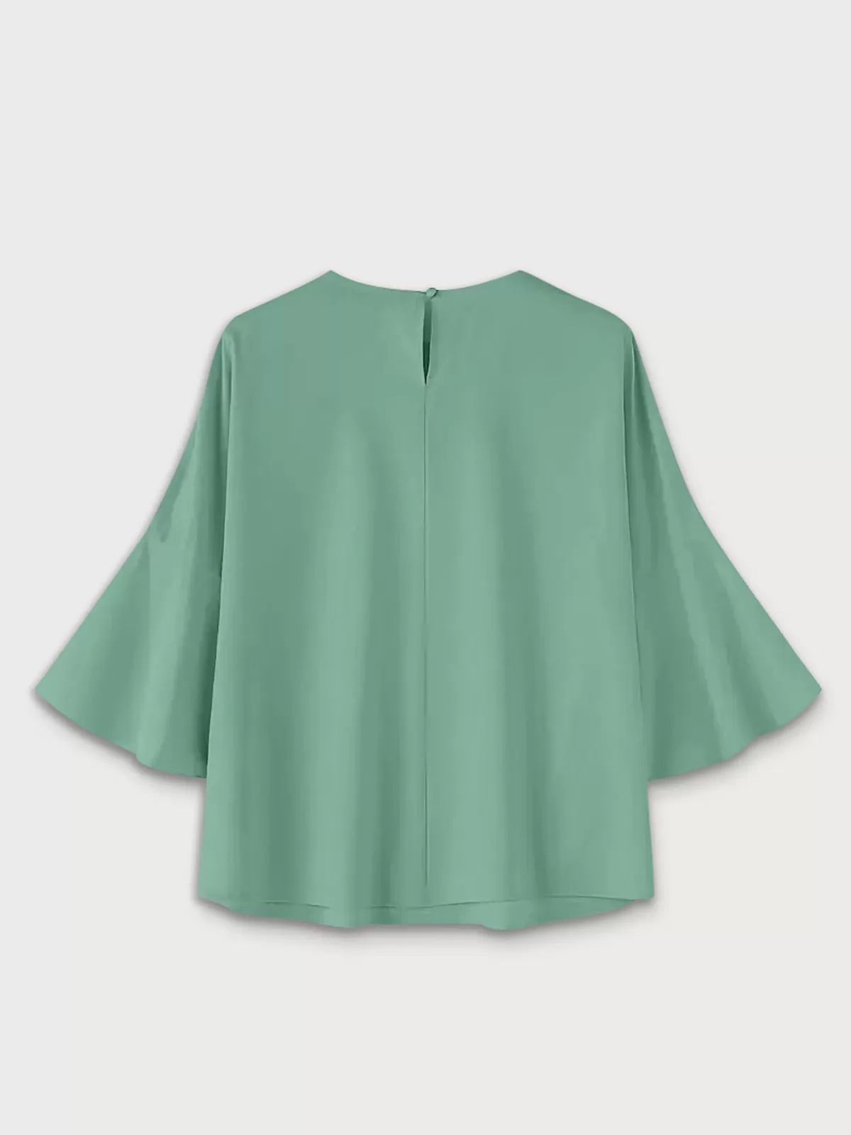 Solid Ruffles Round Neck Flounce Sleeve Blouse, 2 of 5