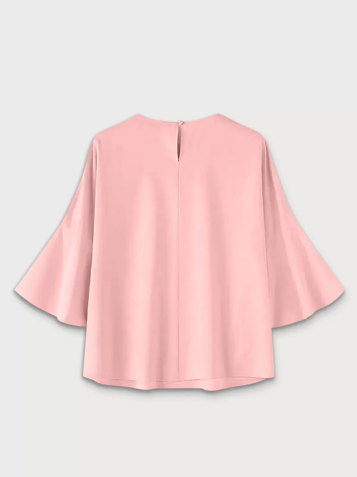 Solid Ruffles Round Neck Flounce Sleeve Blouse, 2 of 5