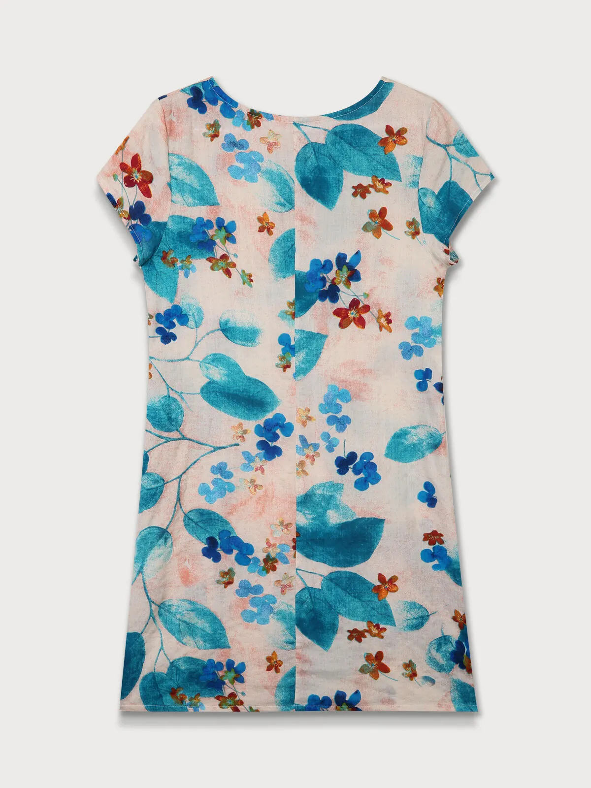Floral Button Round Neck Shift Dress, 3 of 6