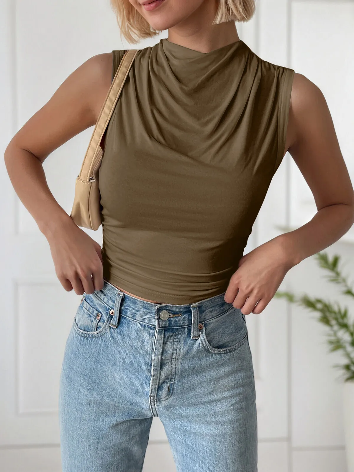 Solid Ruched Cowl Tank, 4 of 6