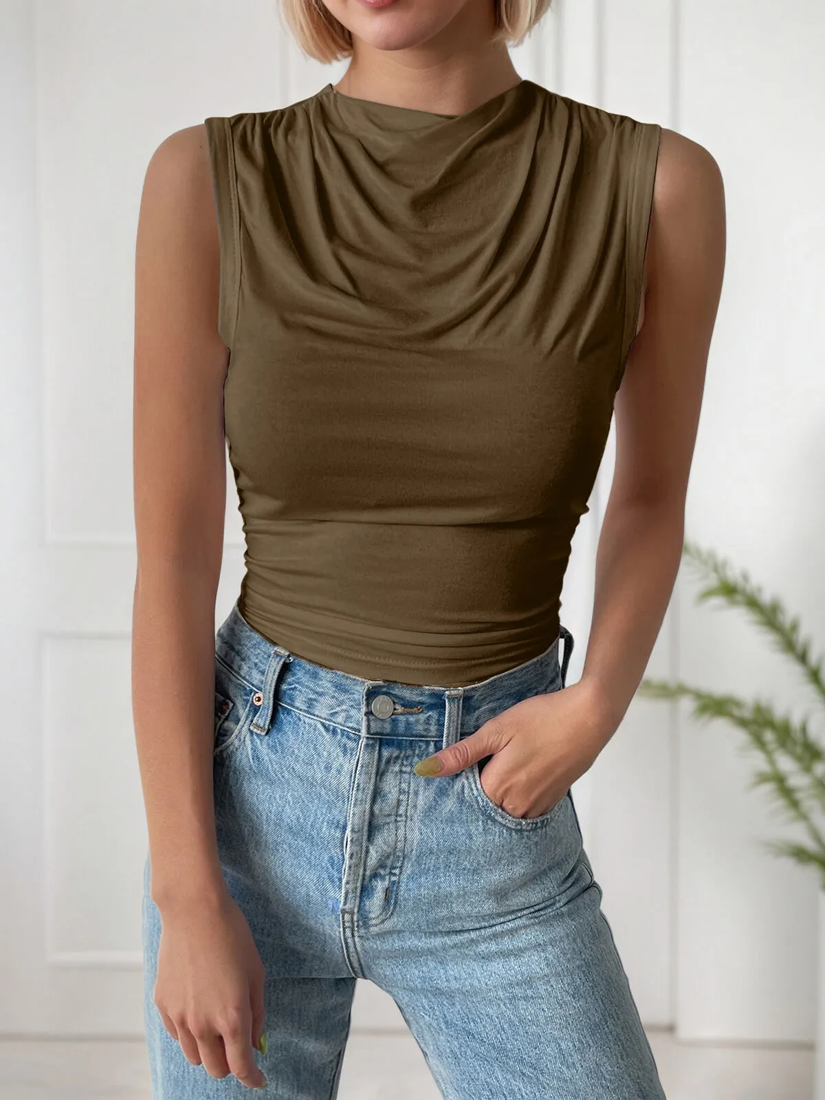 Solid Ruched Cowl Tank, 5 of 6