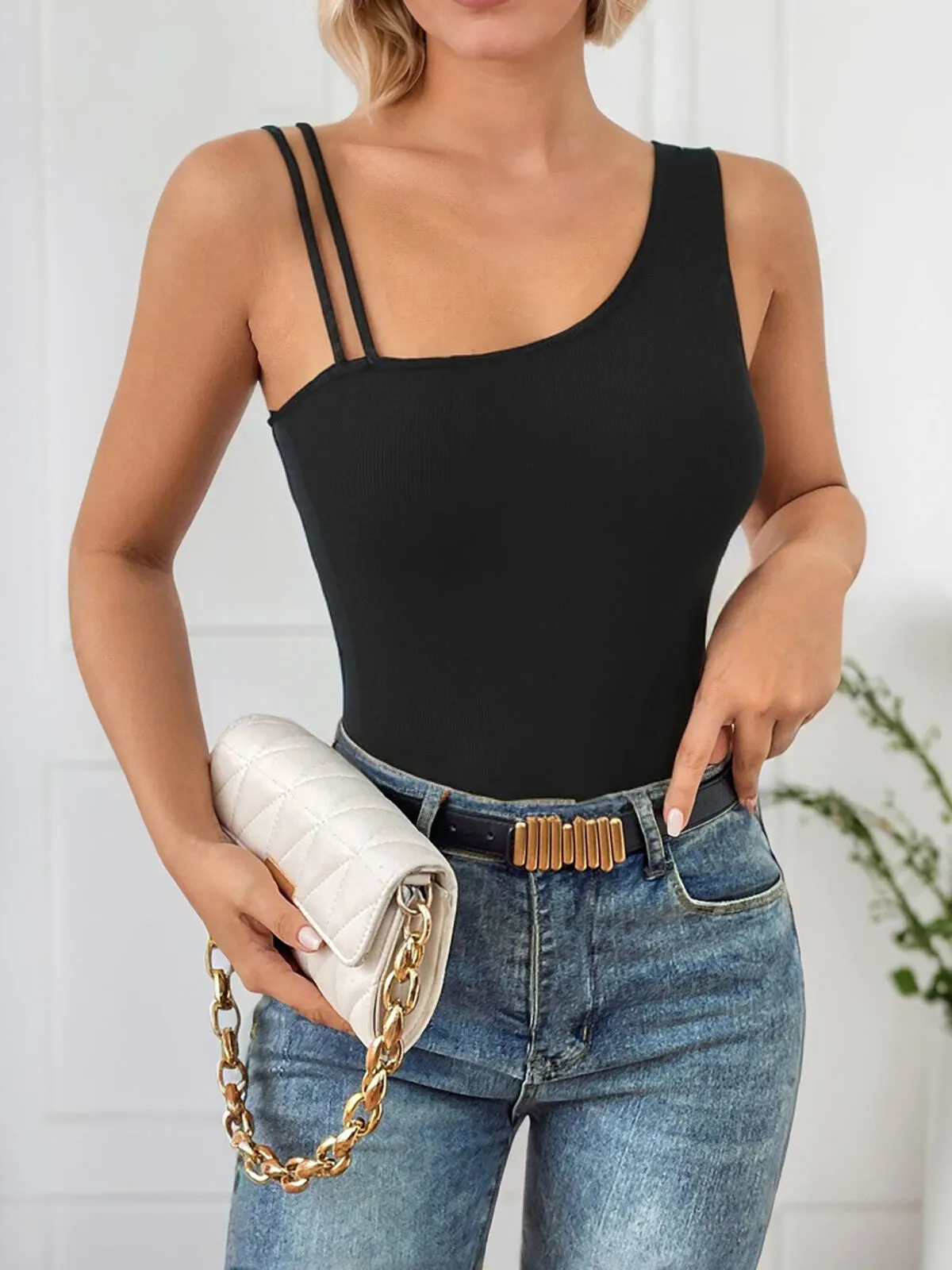 Solid Tape One Shoulder Cami, 1 of 5