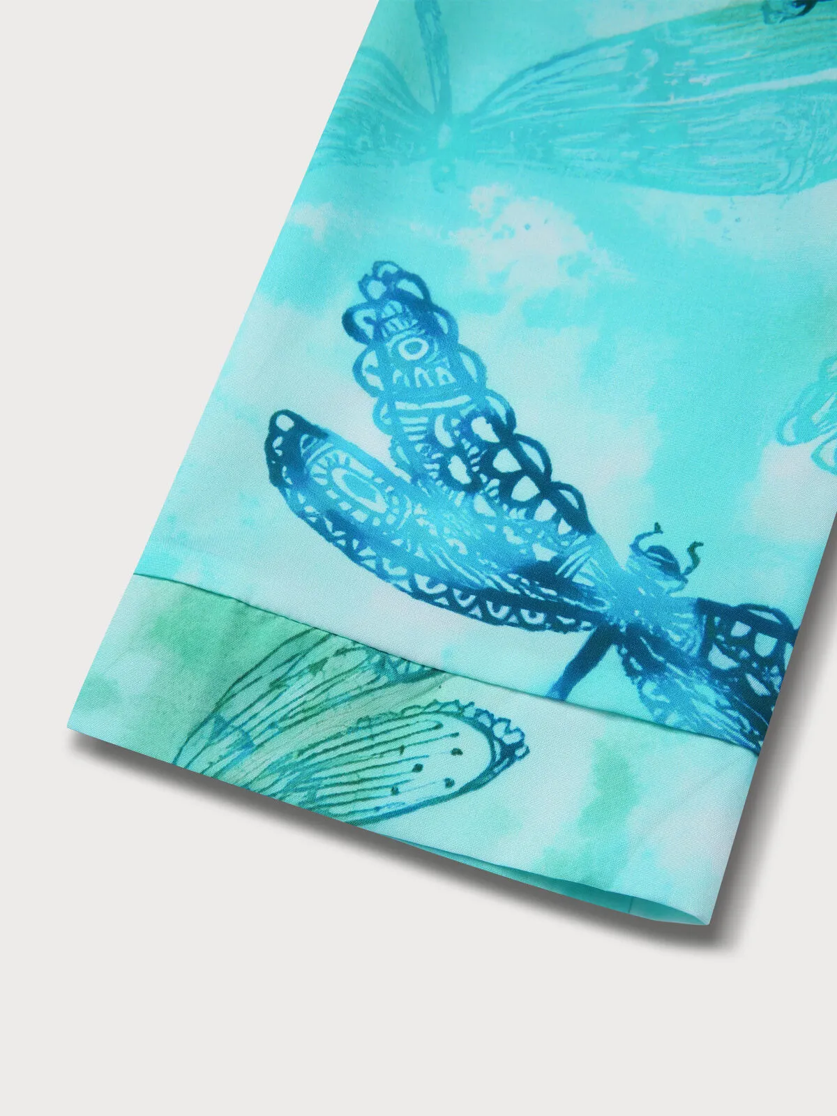 Dragonfly Floral  Regular Short Sleeve Blouse & Solid Pants, 6 of 10