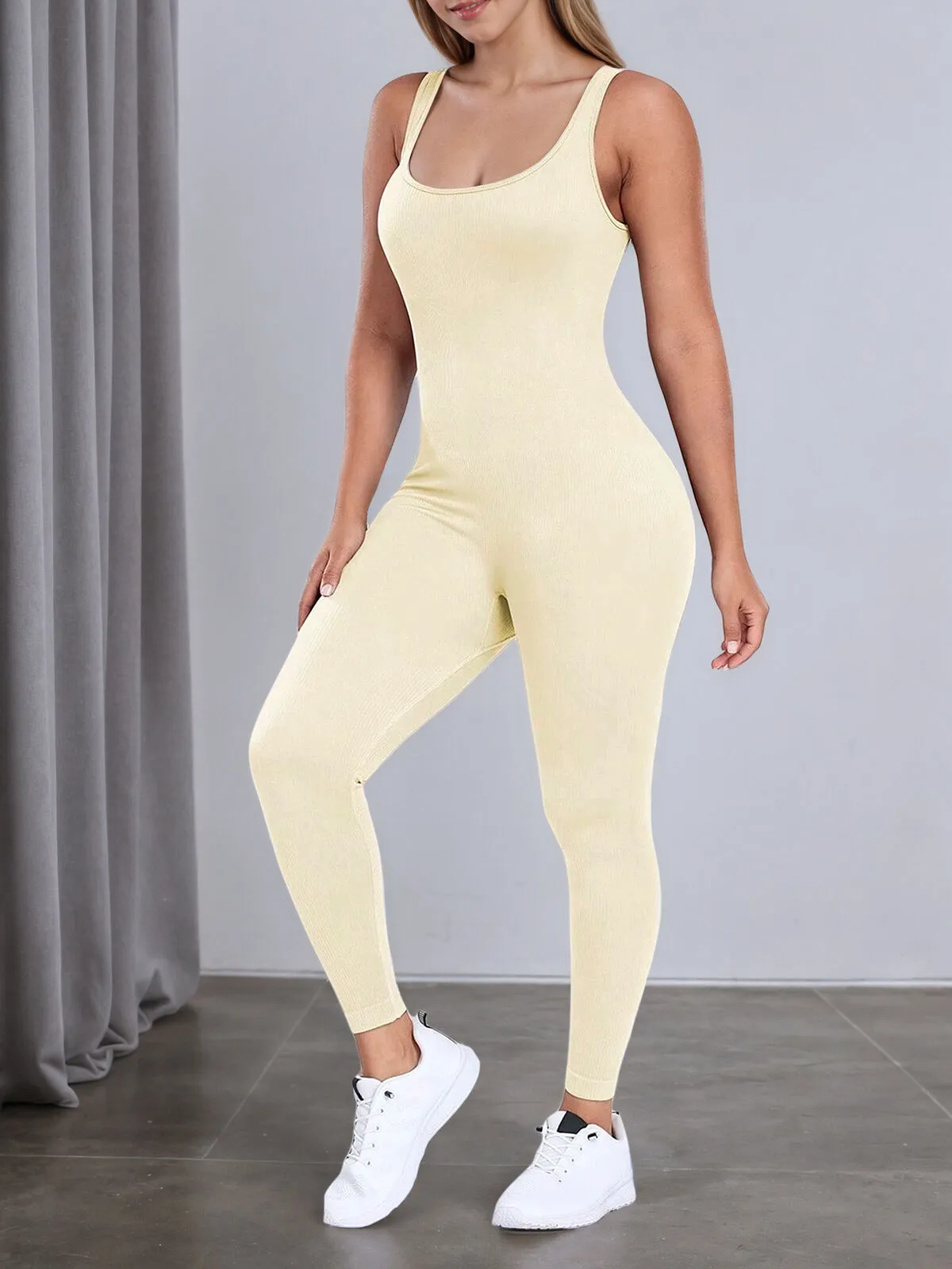 Stylish Ribbed Yoga Active Workouts Jumpsuits, 3 of 5