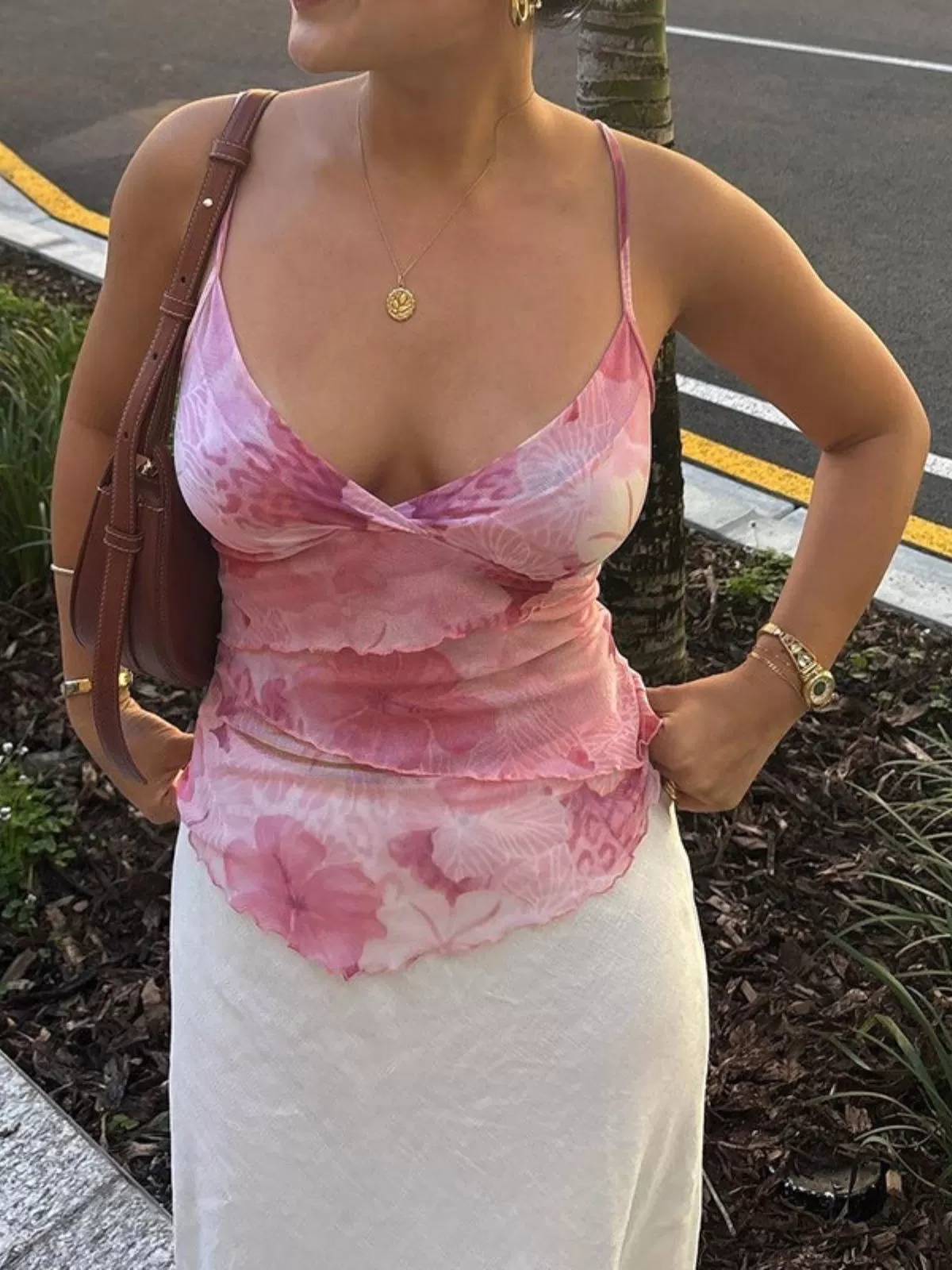 Floral Cut Out Spaghetti Strap Cami, 3 of 10