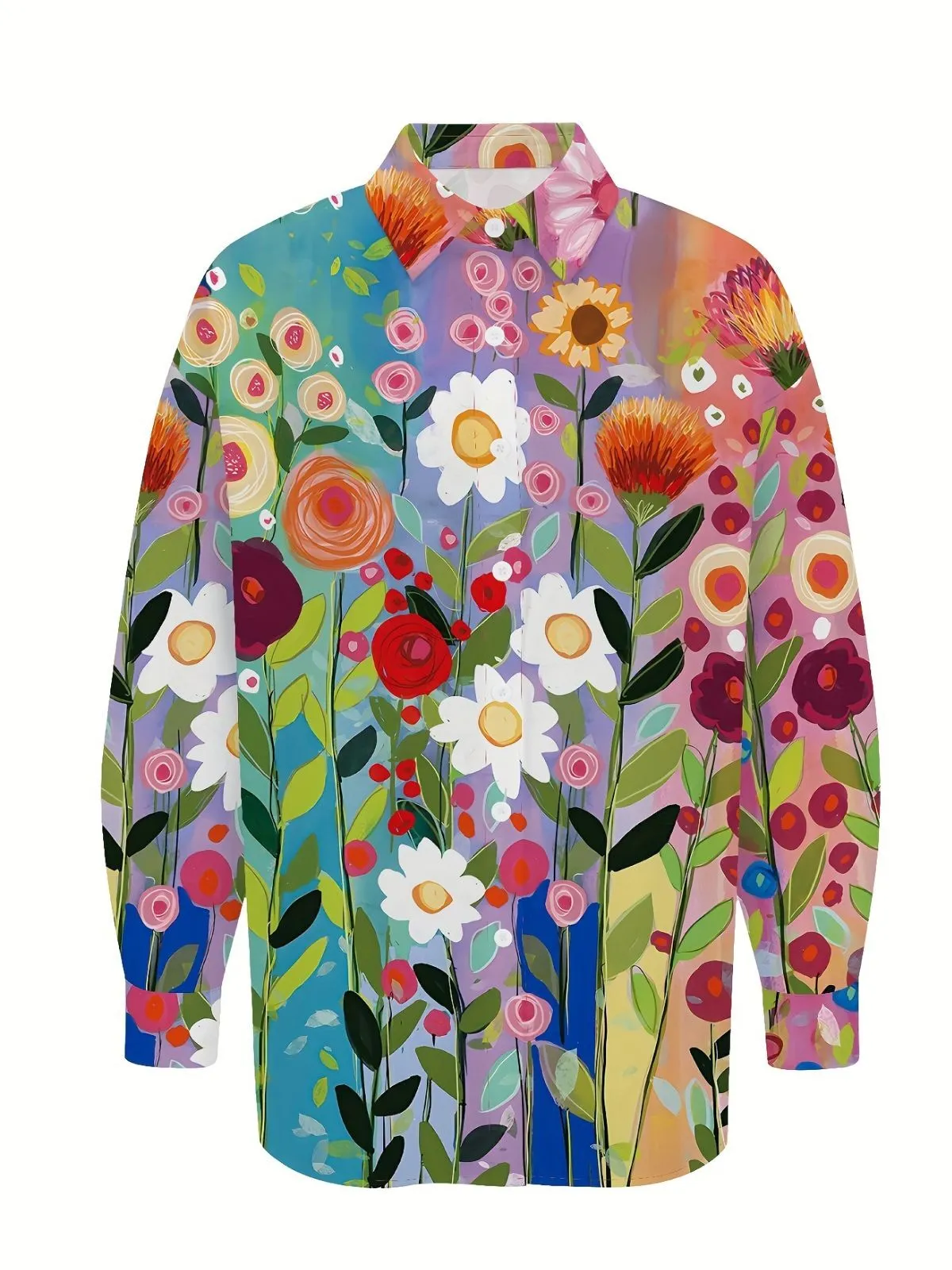 Plus Size Floral Button Lapel Regular Blouse, 3 of 6