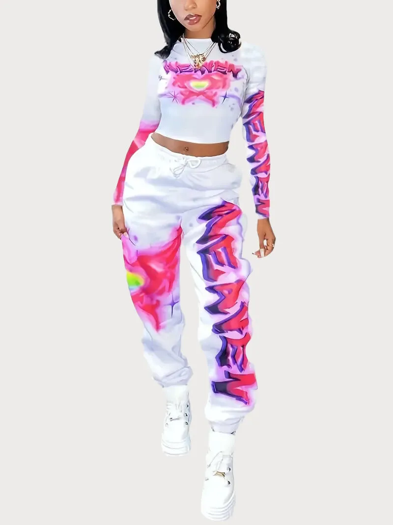 Heart Round Neck Lace-up Blouse & Heart Sweatpants, 2 of 5