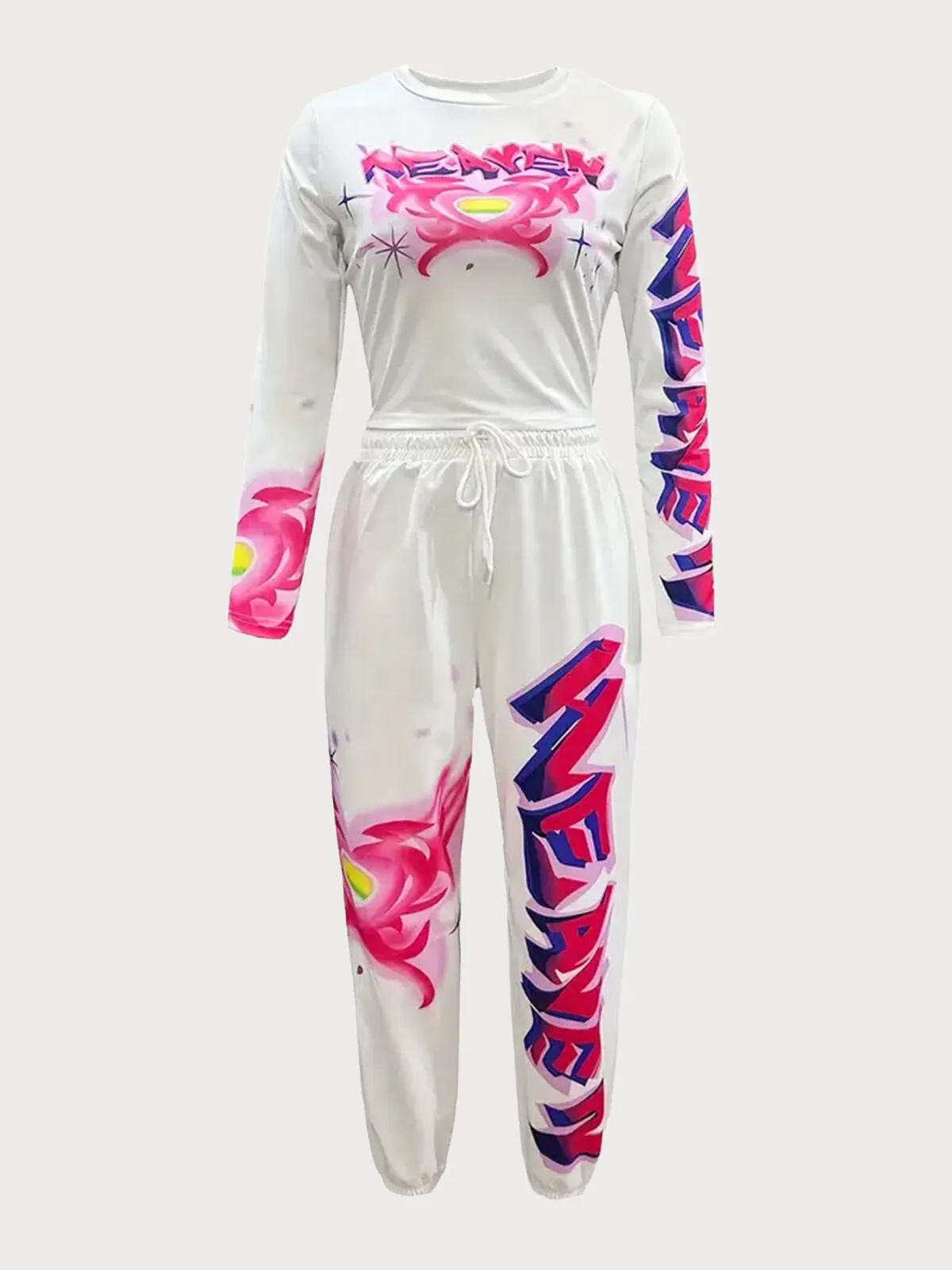 Heart Round Neck Lace-up Blouse & Heart Sweatpants, 3 of 5