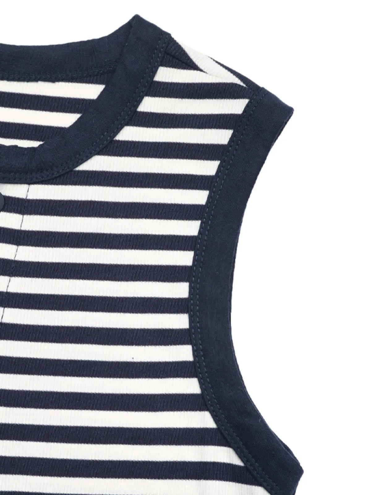Striped Button Round Neck Cami, 6 of 9