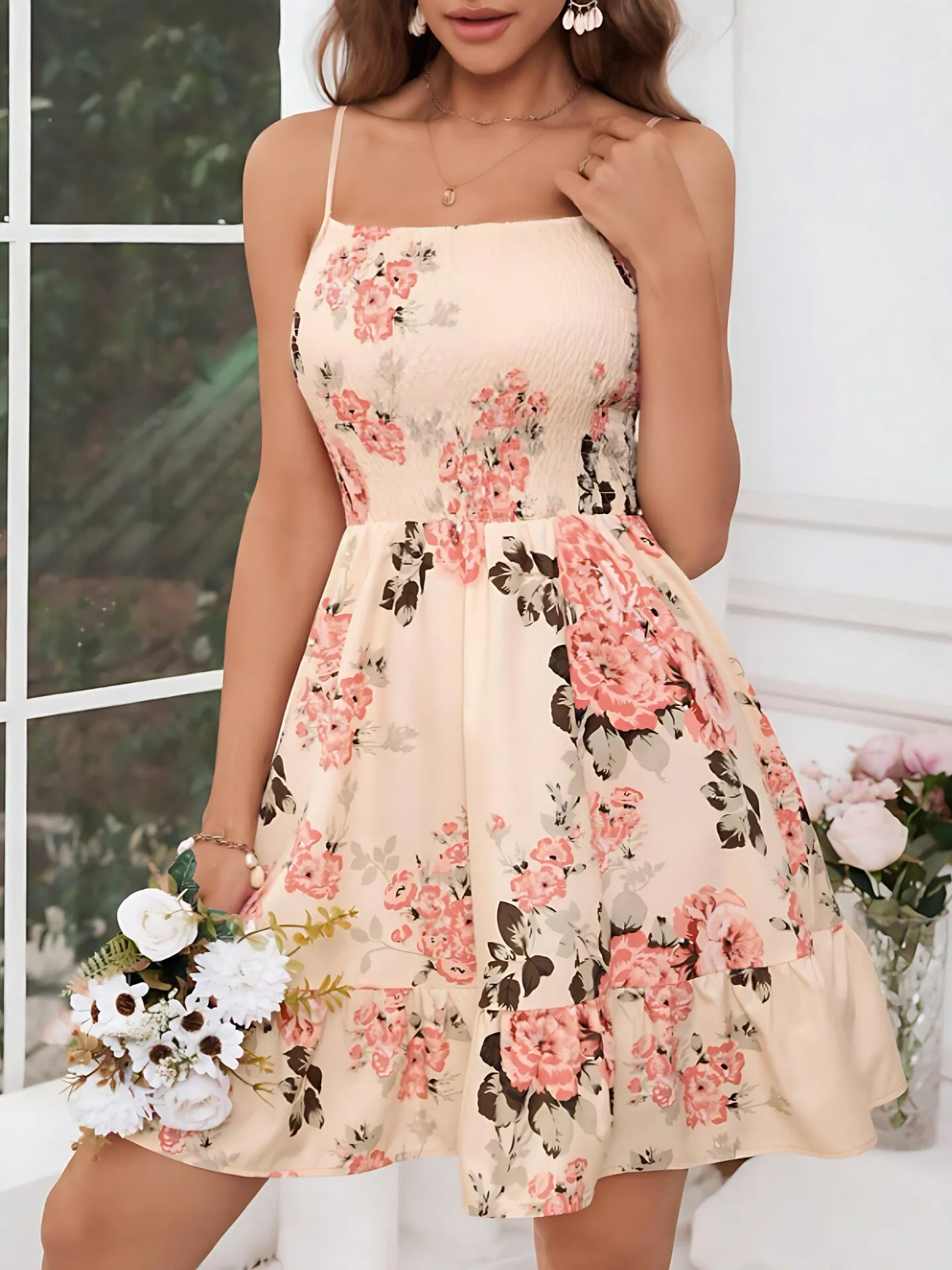 Floral Spaghetti Strap A-line Dress, 5 of 6