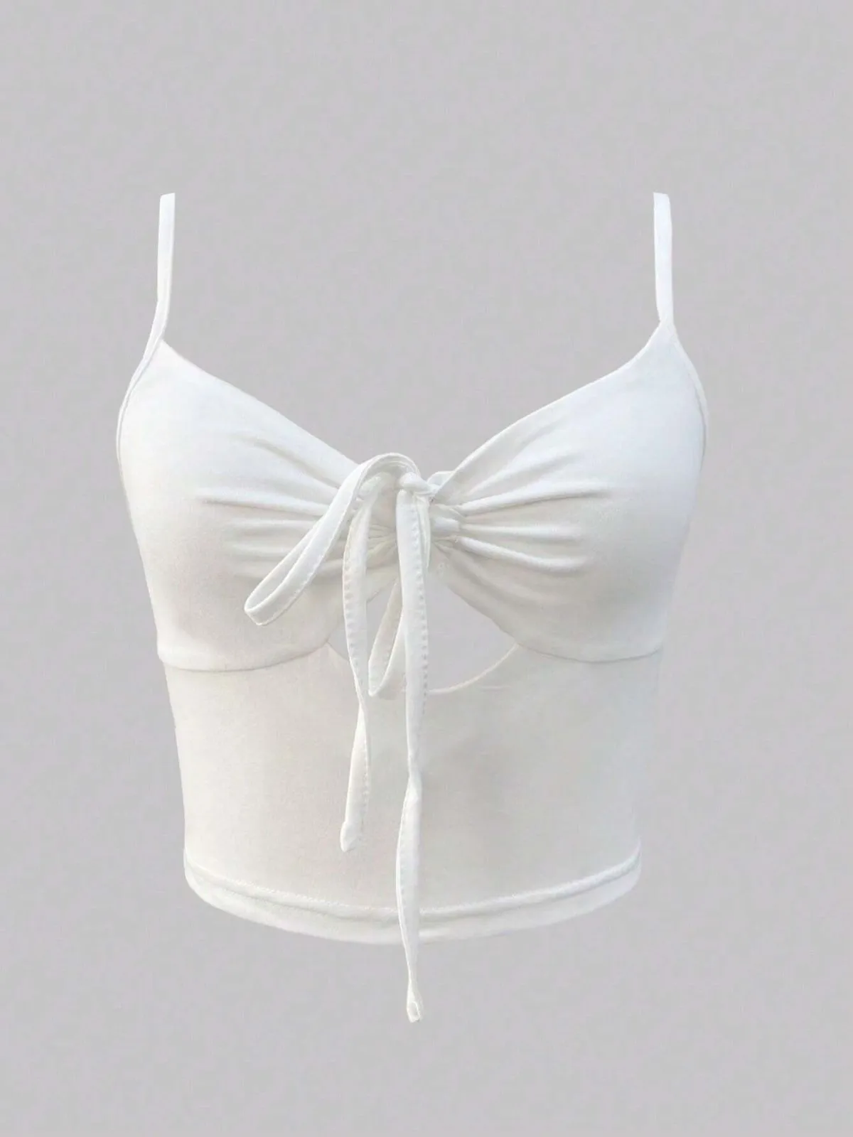 Stylish Solid Cut Out Spaghetti Strap Cami, 5 of 5