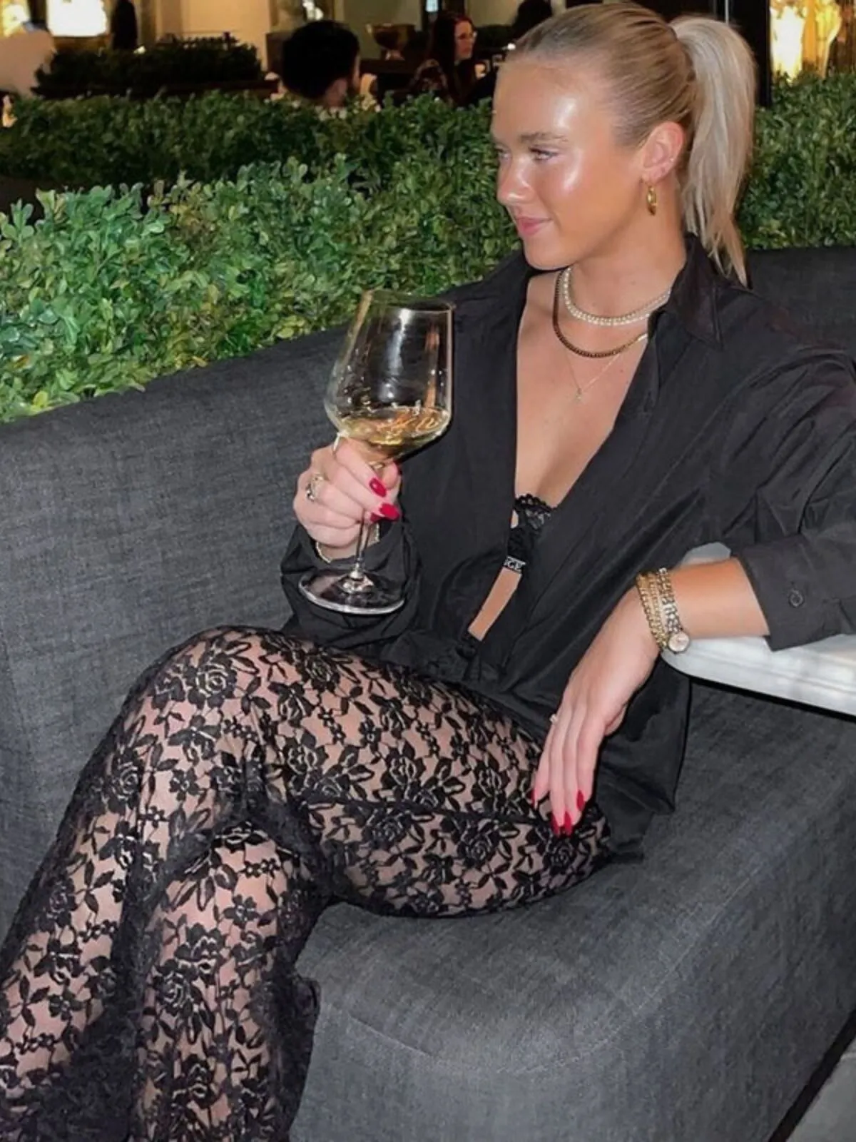 Sexy Lace Medium Rise Palazzo Pants, 4 of 5