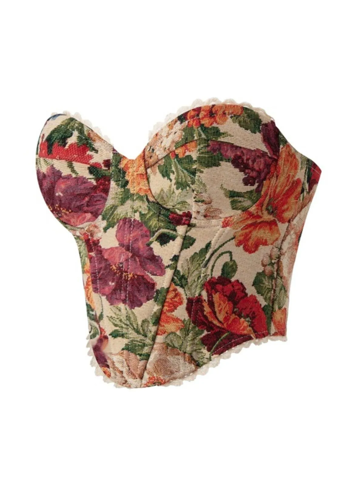 Floral Tie Back Strapless Corset Tank, 3 of 4