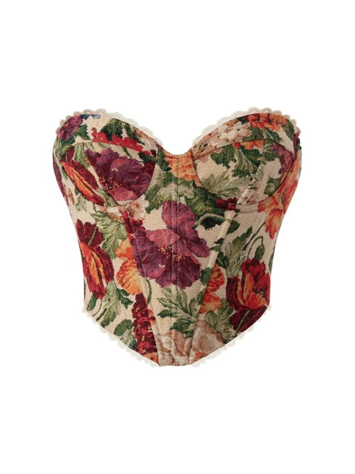 Floral Tie Back Strapless Corset Tank, 4 of 4