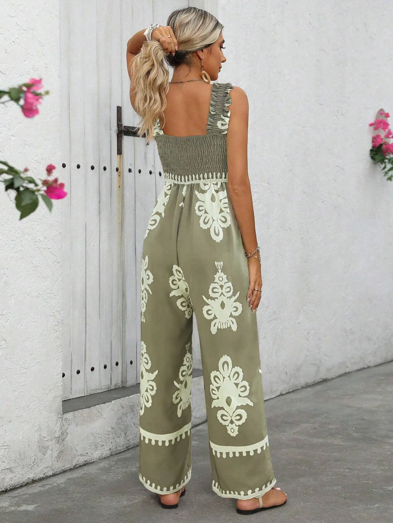 Vacation Bohemian Wrinkle Suspender High Rise Jumpsuits, 2 of 6